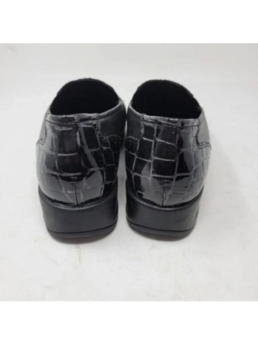 Ara Leather Crocodile Print Mokassin Slip On Loafer Shoe Black
